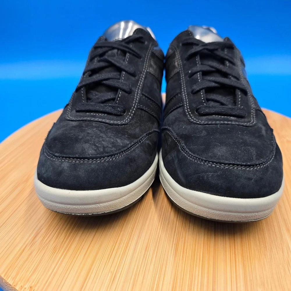Mephisto Runoff Women's 9 Black Suede Silver Metallic Walking Shoes Sneakers